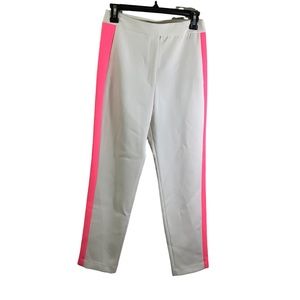 Milly Combo Skinny Ankle Pants w/ Pink/Neon Trim